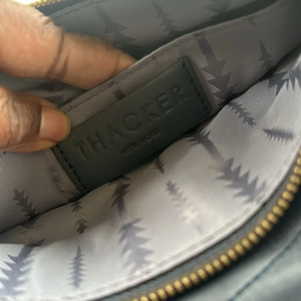 Thacker Jenna Quilted Leather Crossbody Bag- Navy